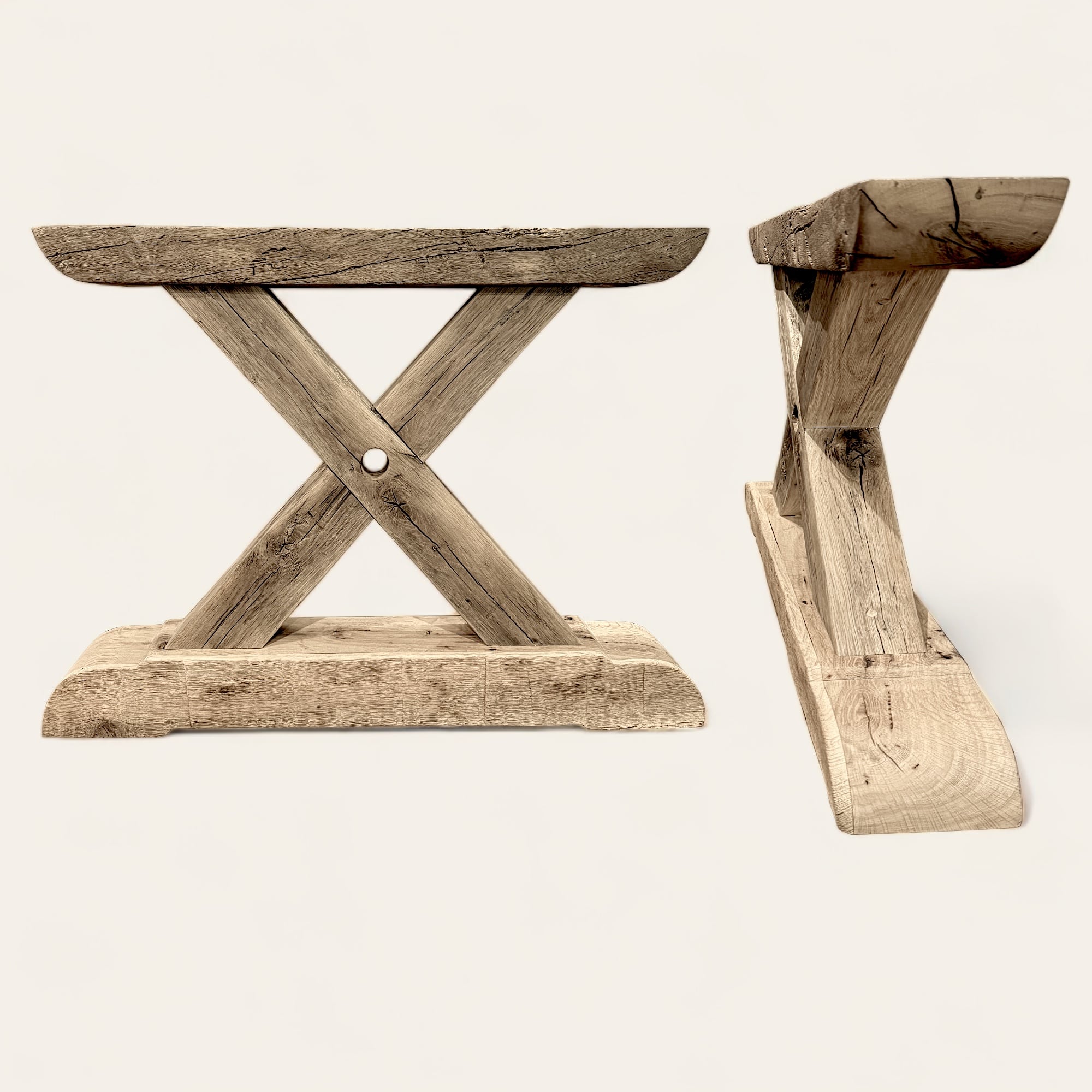 Pied de Table Rustique en Bois Massif - Modèle PB12