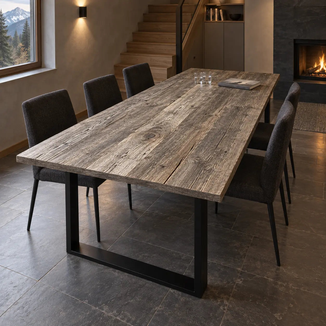 Table Mont Blanc en ancien sapin et pin gris