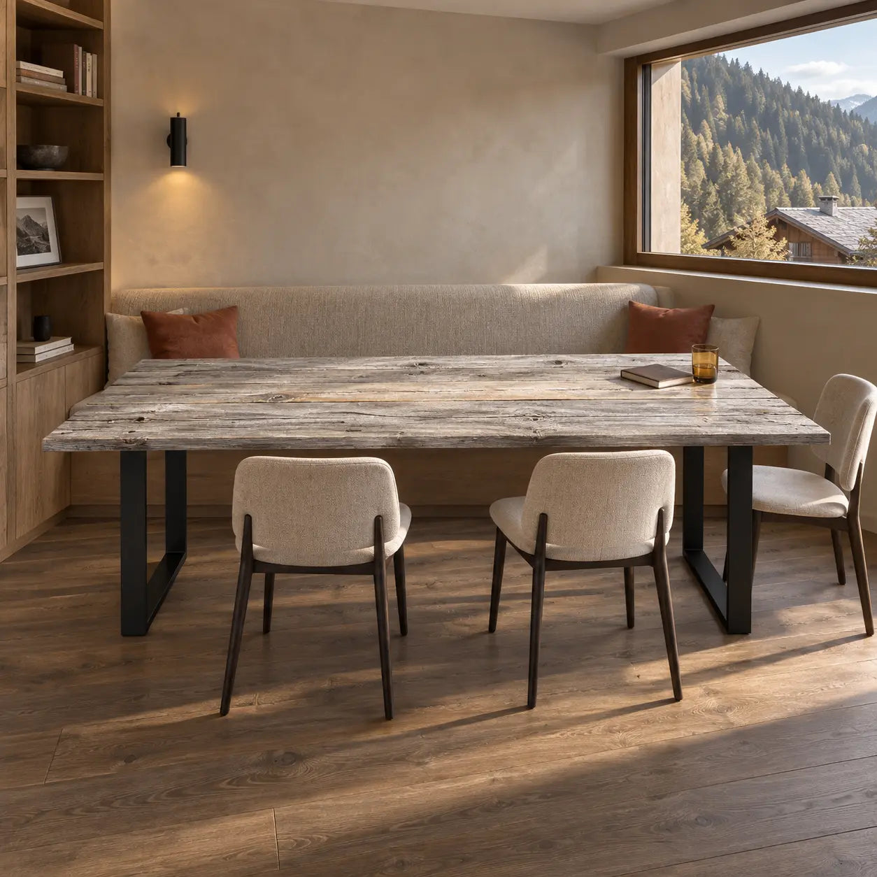 Table Mont Blanc en ancien sapin et pin gris