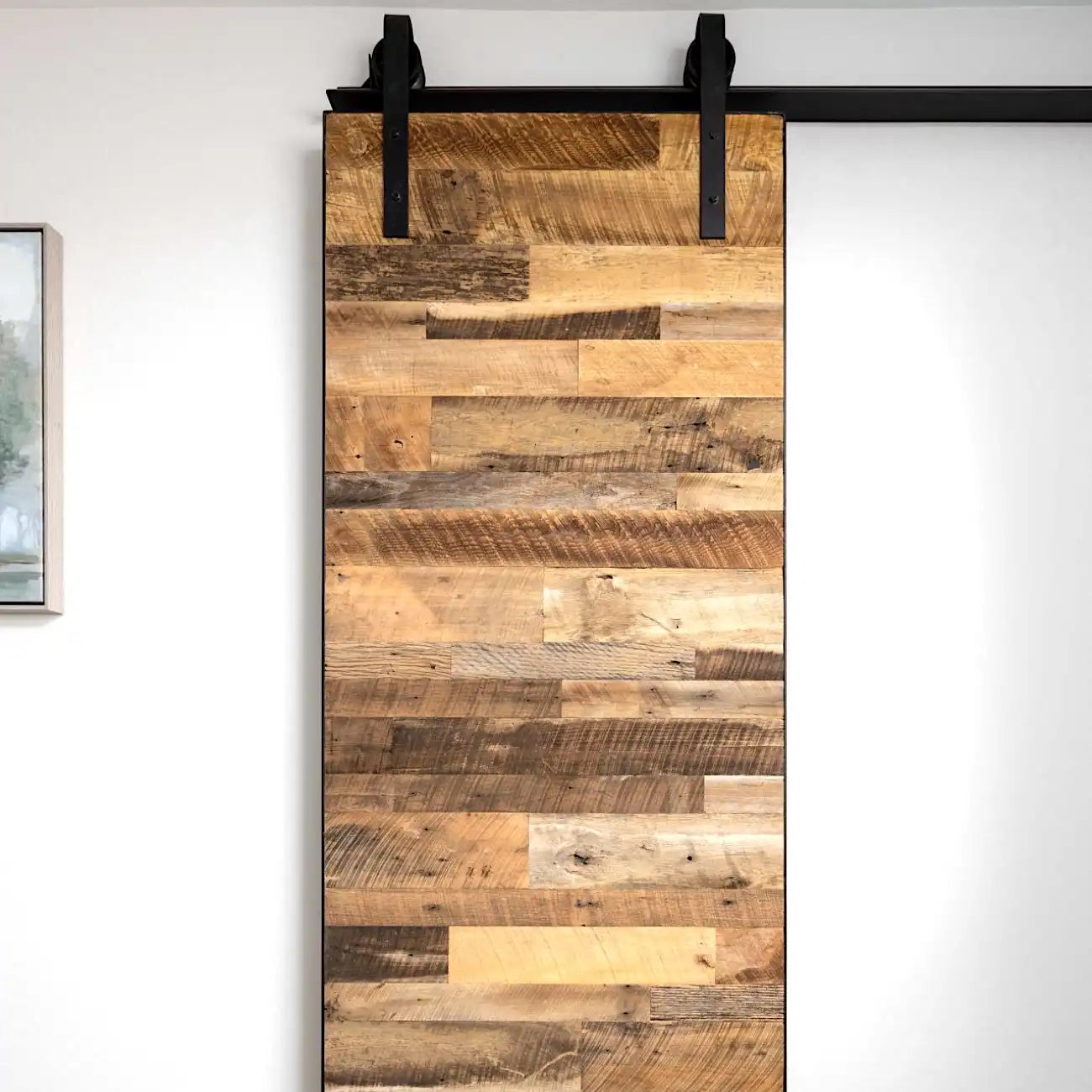 Porte coulissante bois vieilli brun clair