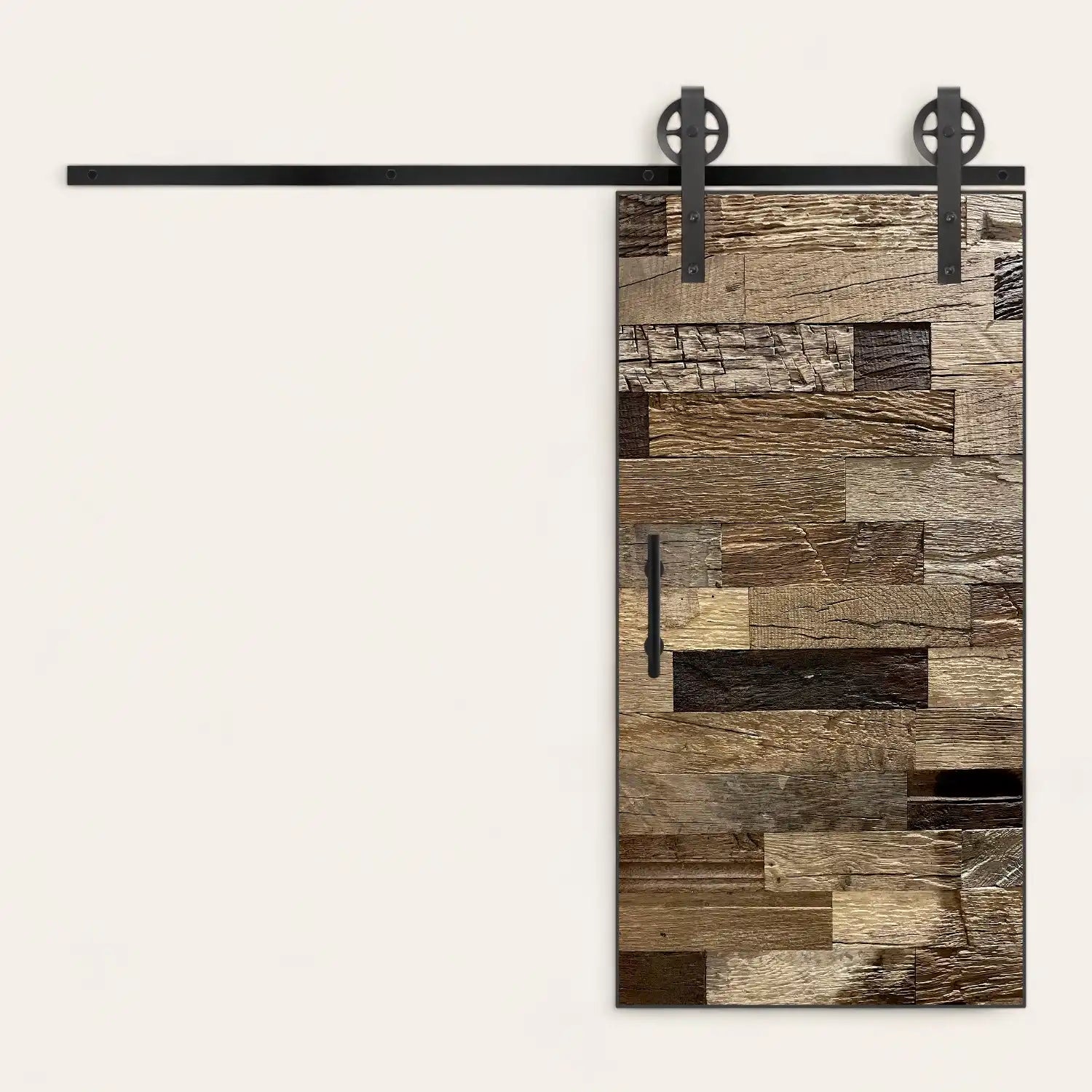 Porte coulissante bois vieilli chêne