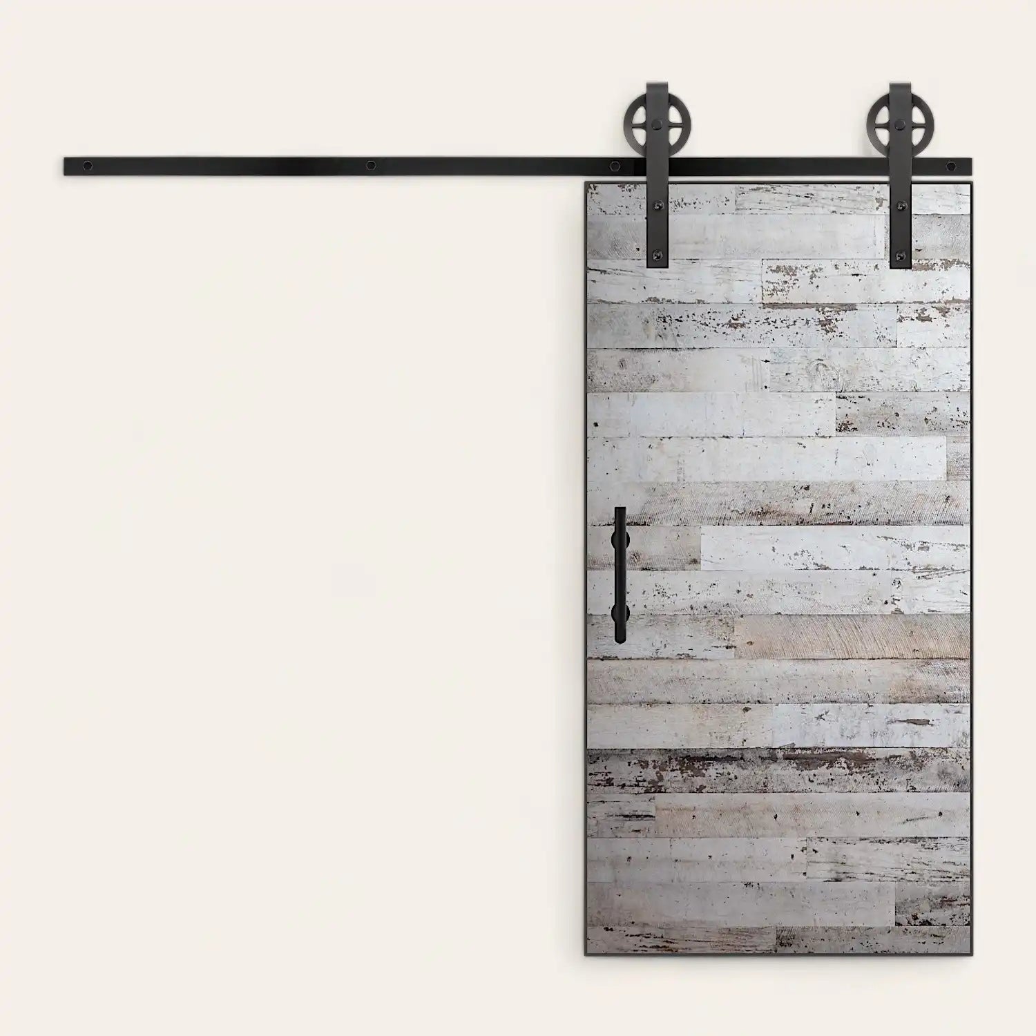 Porte coulissante bois vieilli blanc