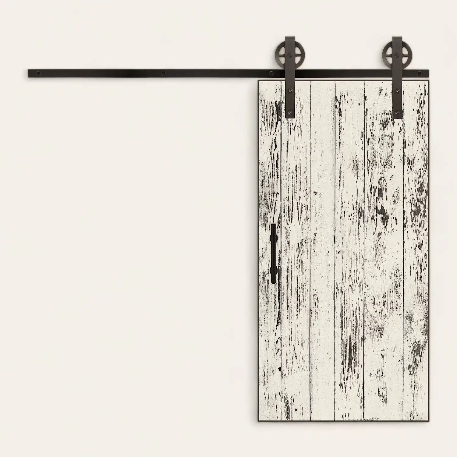 Porte coulissante bois vieilli blanc