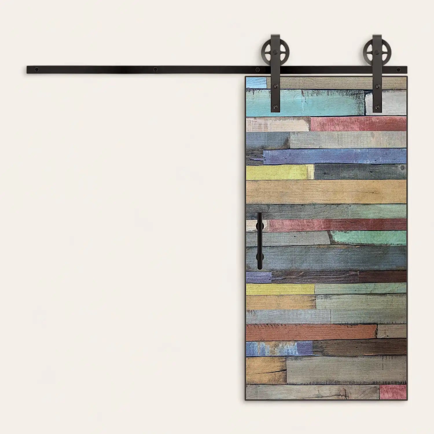 Porte coulissante bois vieilli coloré