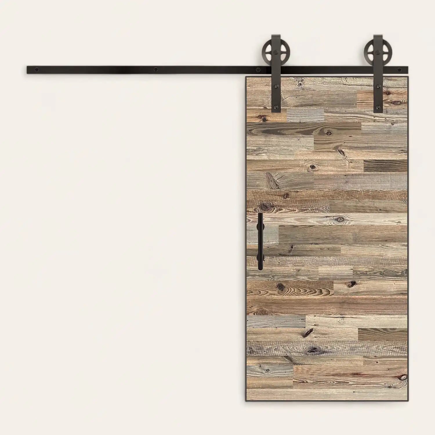 Porte coulissante bois vieilli sapin brun