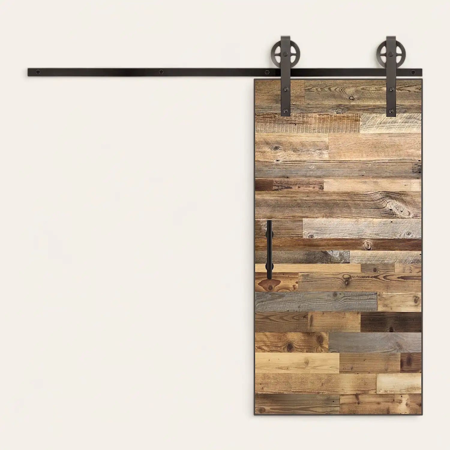 Porte coulissante bois vieilli sapin brun