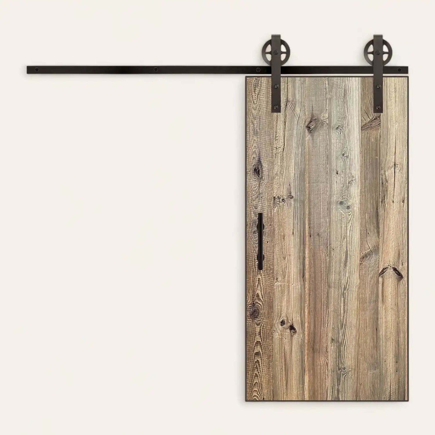 Porte coulissante bois vieilli sapin brun