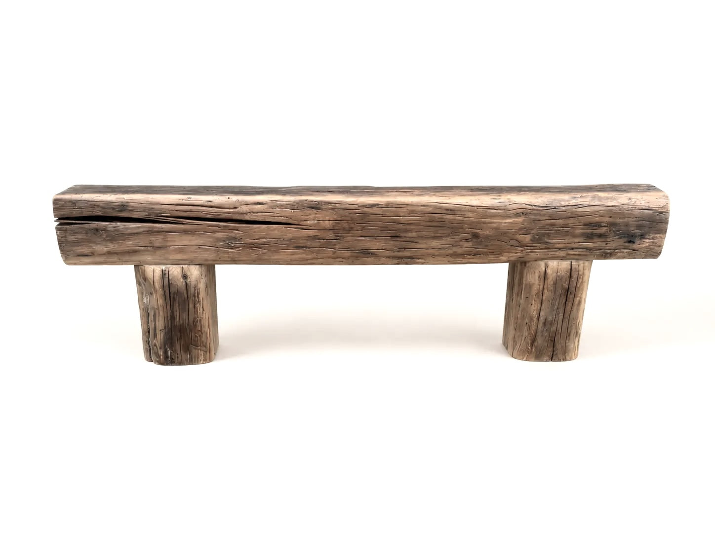 Banc Fermette en bois sombre vu de face