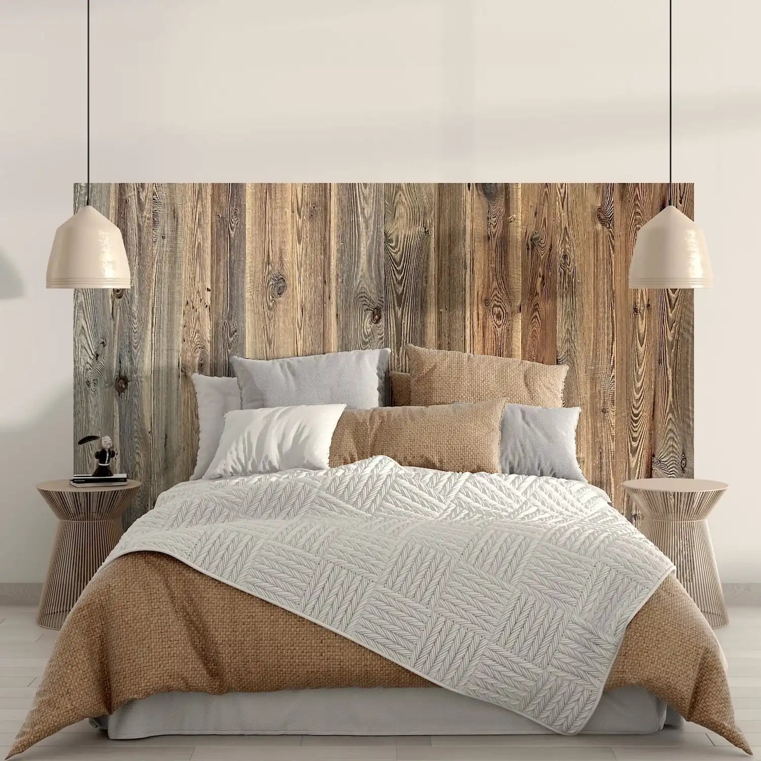 Tête de lit rustique en vieux sapin brun